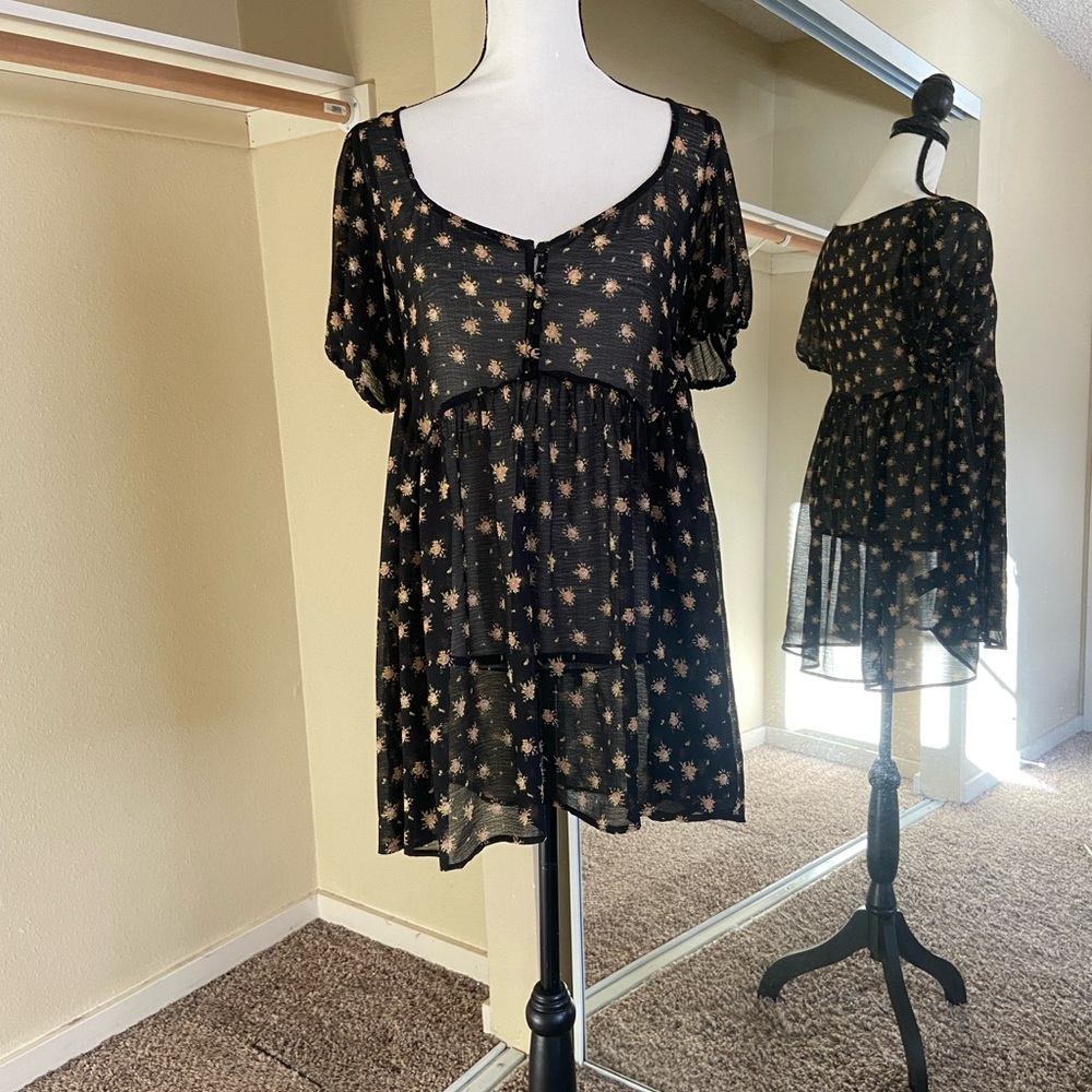 Urban Outfitters Sheer Floral Babydoll Dress